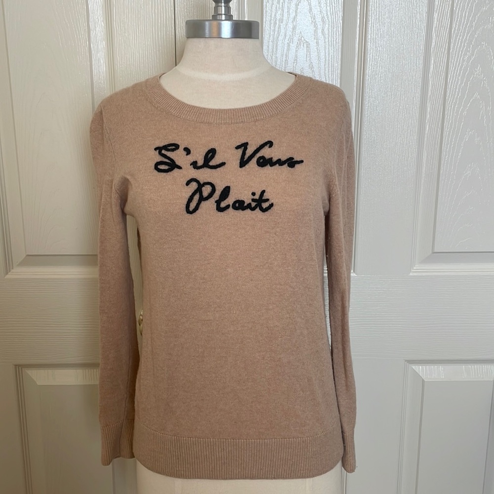 Banana Republic S’il Vous Plait Italian Yarn Camel Sweater Crewneck Size Small